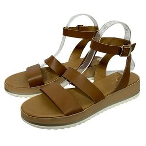 Mila Paoli Cognac Ankle Strap Sandals